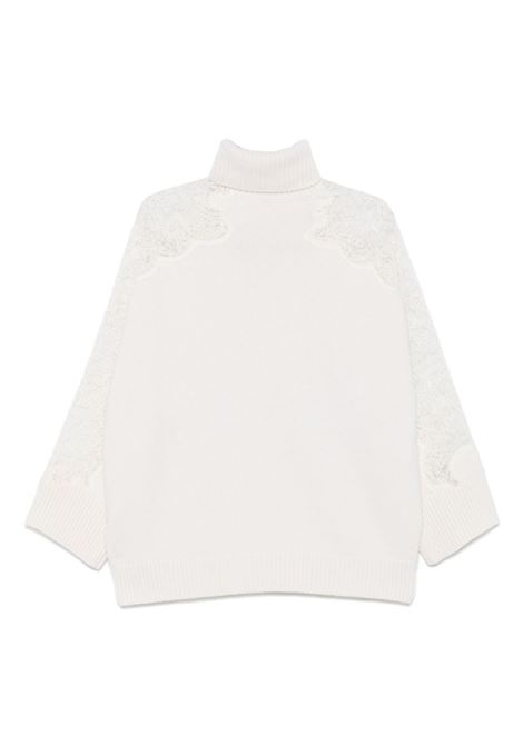 Maglione con inserti in pizzo in bianco Elie saab - donna ELIE SAAB | TO101NF24KWL01W0001